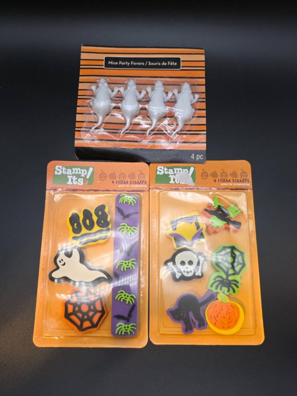 NEW VINTAGE HALLOWEEN stamps and toy mice/rats grab bag candy alternative